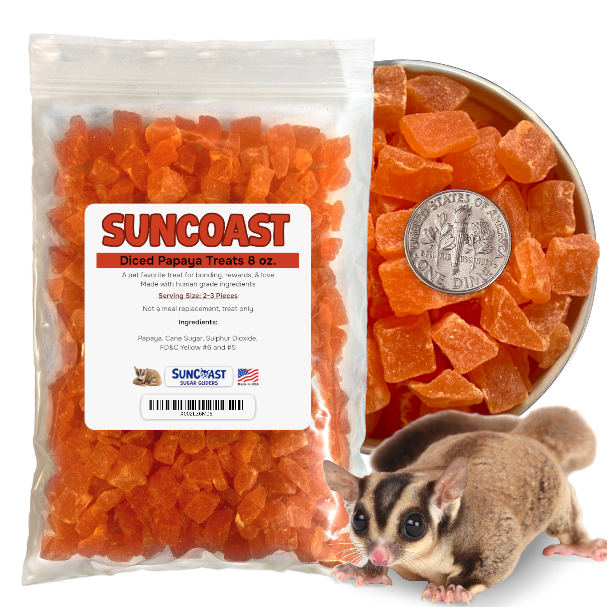 Natural Diced Papaya Treats  (8 oz)