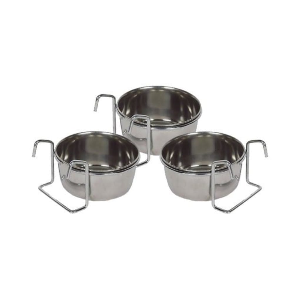 Three Deluxe Stainless Steel Feeding Cups