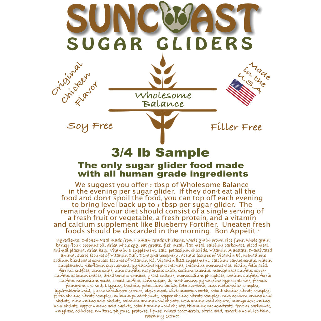 Sugar Glider Food Label
